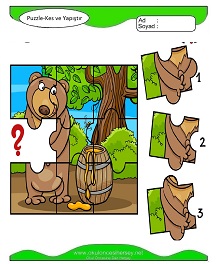 Puzzle Kes Yapıştır Çalışma Sayfaları